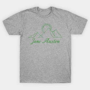 Jane Austen nature green line art T-Shirt